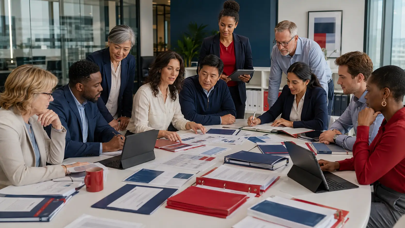 Benefits administrators reviewing Medicare transition and benefits readiness